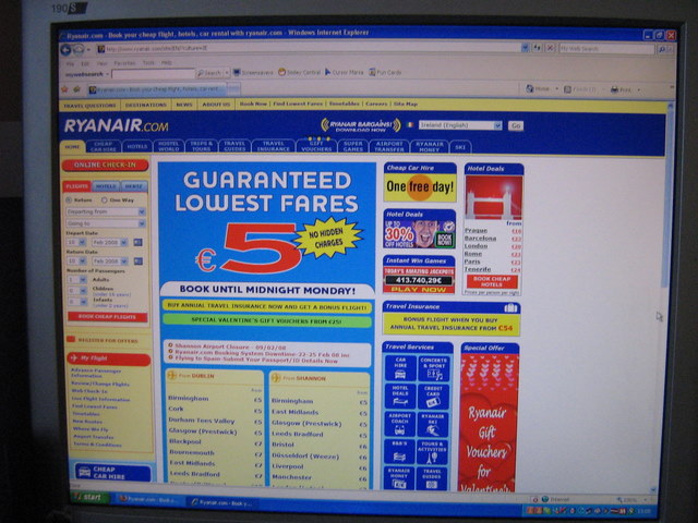 Būs slēgta Ryanair mājas lapa internetā.
