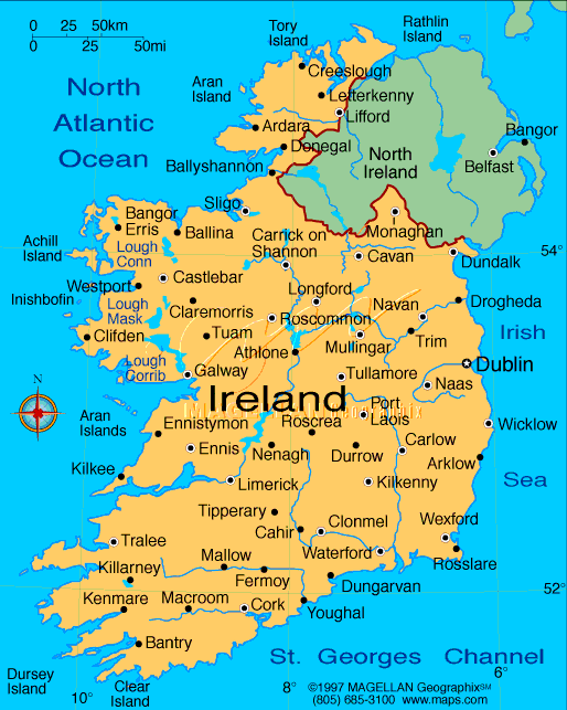 Īrijas karte (Map of Ireland)