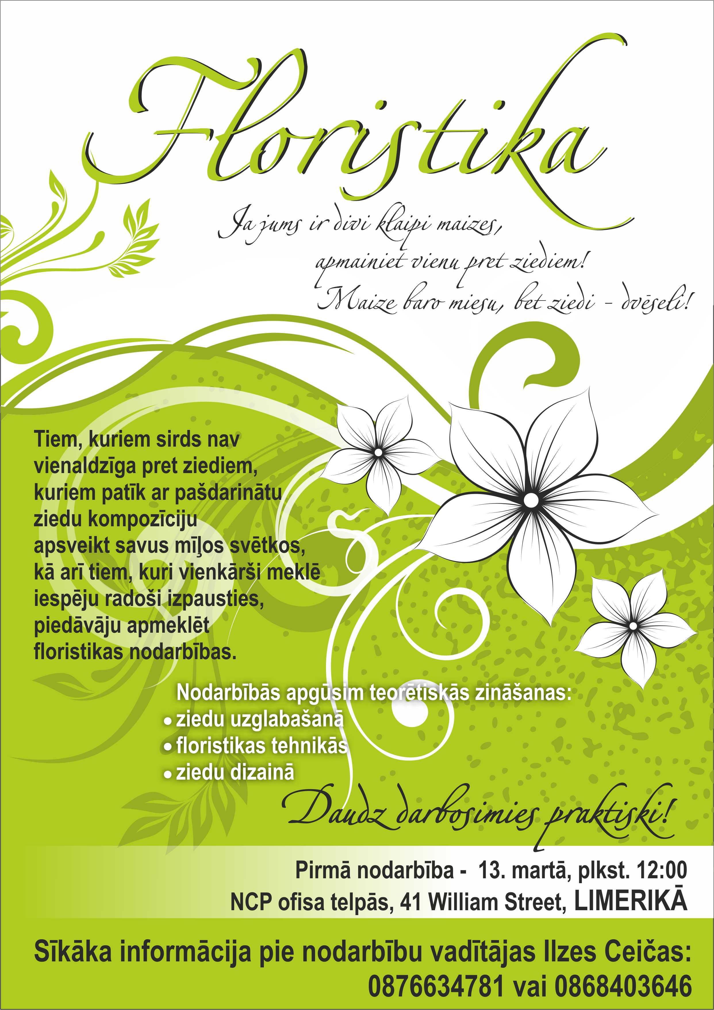 Floristikas nodarbības Limerikā