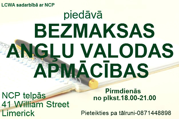 Bezmaksas angļu valodas kursi Limerikā