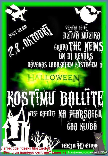 Halloween kostīmu ballīte Limerikā