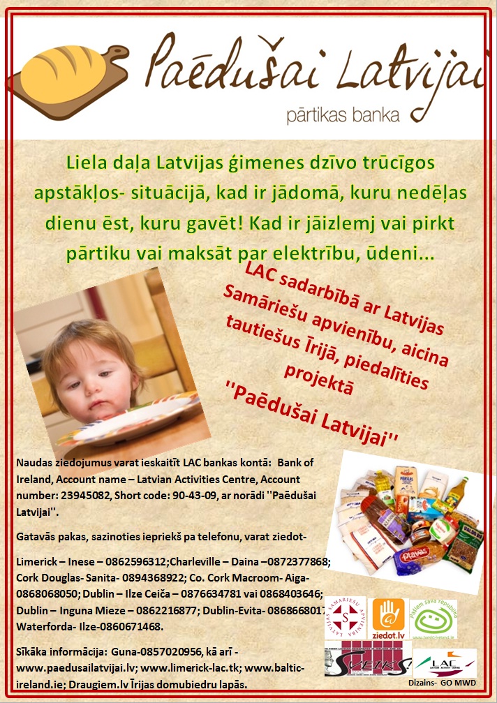 Labdarības akcija “Paēdušai Latvijai” Īrijā
