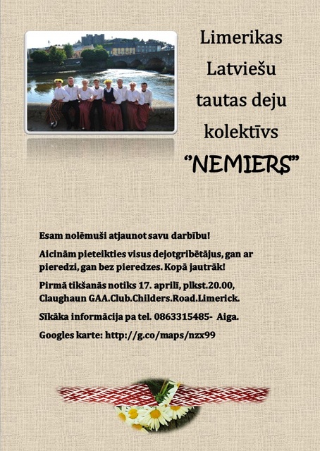 Tautas deju kolektīvs “Nemiers” atsāk savu darbību
