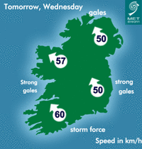 Met Éireann brīdina par vētru