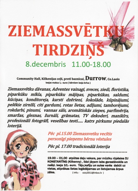 Ziemassvētku tirdziņš un deju vakars Durrow, Co. Laois