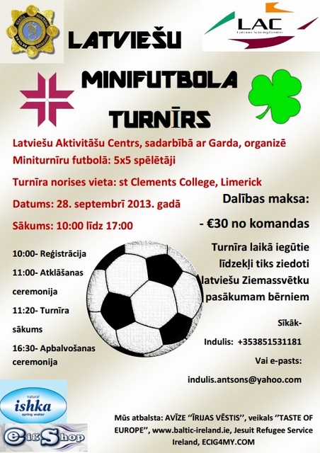 Mini futbola turnīrs Limerikā