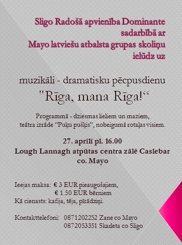 Muzikāli – teatrāla pēcpusdiena Castlebar, Co. Mayo