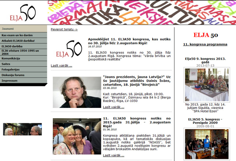 Organizācijas ELJA 50 kārtējais kongress notiks Rīgā