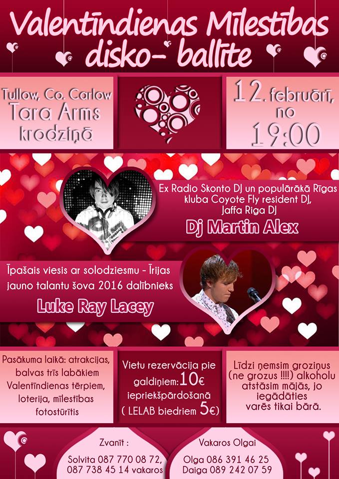 Valentīndienas disko – balle Tullow(ā)