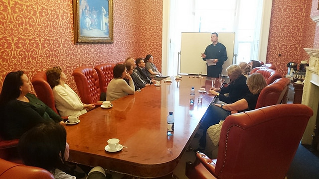Vēstniecībā ar lekciju uzstājās NBS vecākais kapelāns vlt. U.Brūklene