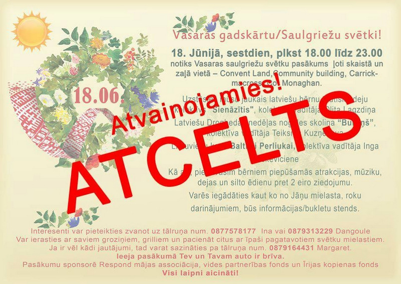 Vasaras Saulgriežu svētki Carrickmacross tiek atcelti