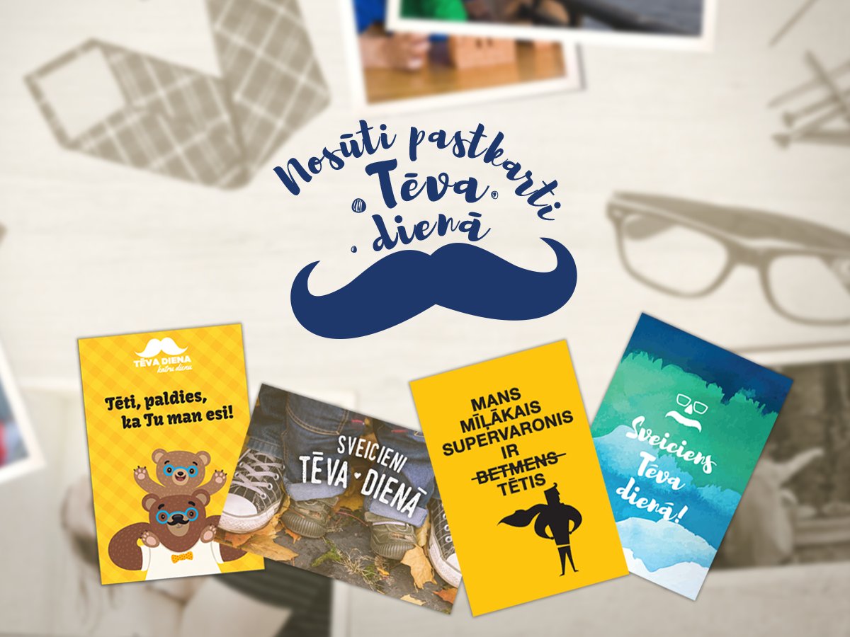 Apsveic tēti Latvijā ar bezmaksas pastkarti