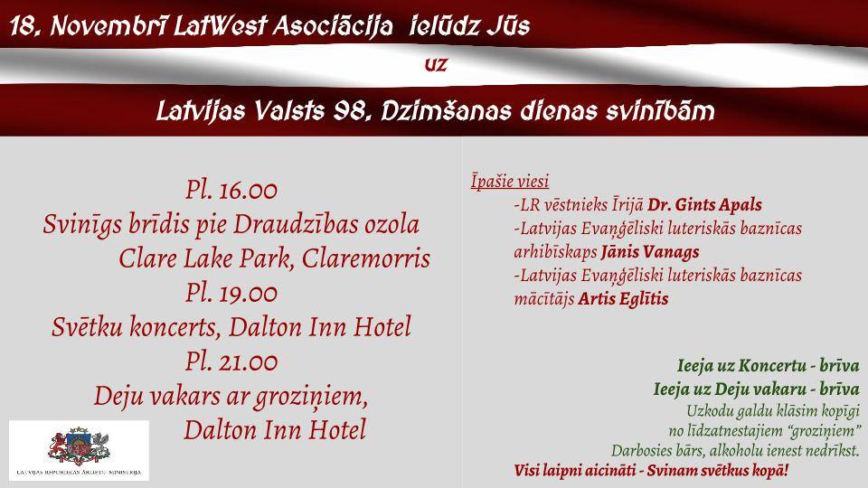 Latvijas gadadienas svinības Claremorris, Co. Mayo