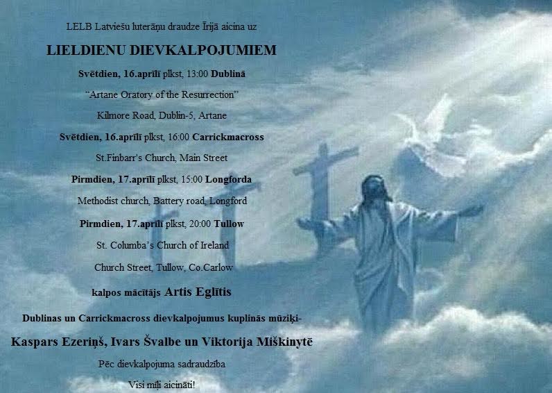 Svetā Pētera luterāņu draudzes dievkalpojumi aprīlī