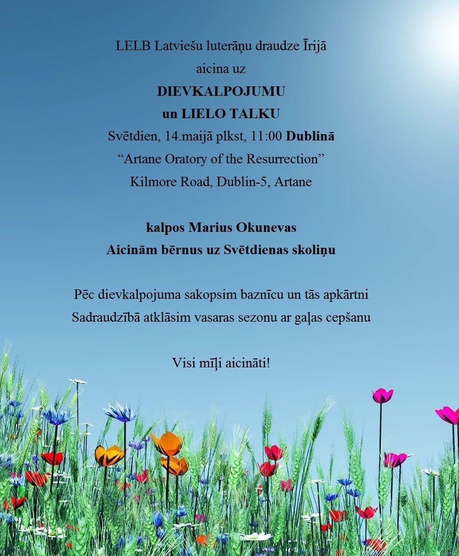 Svetā Pētera luterāņu draudzes dievkalpojumi maijā