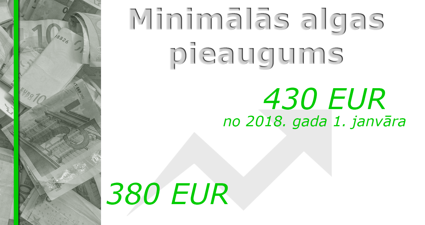 No 2018. gada minimālā alga Latvijā būs 430 eiro mēnesī
