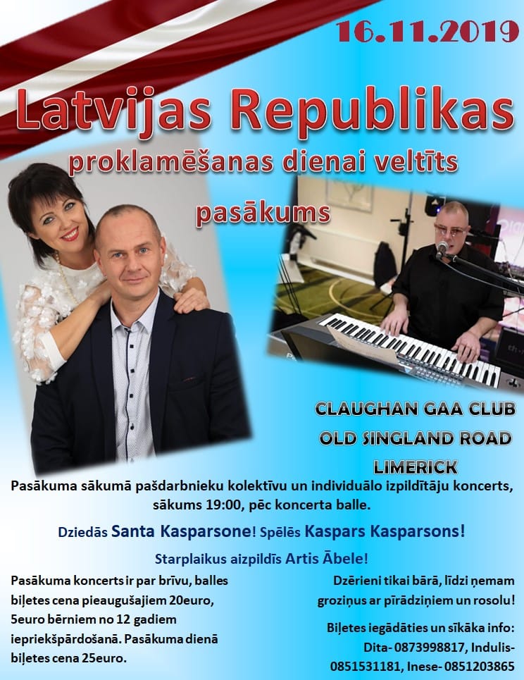 Latvijas Neatkarības proklamēšanas dienai veltīts pasākums Limerikā