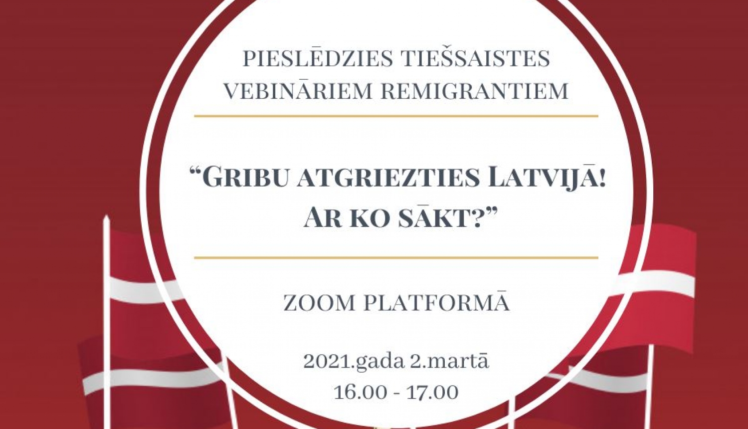 Dalībai pirmajā vebinārā “Gribu atgriezties Latvijā! Ar ko sākt?” pieteikušies tautieši no 12 ārvalstīm