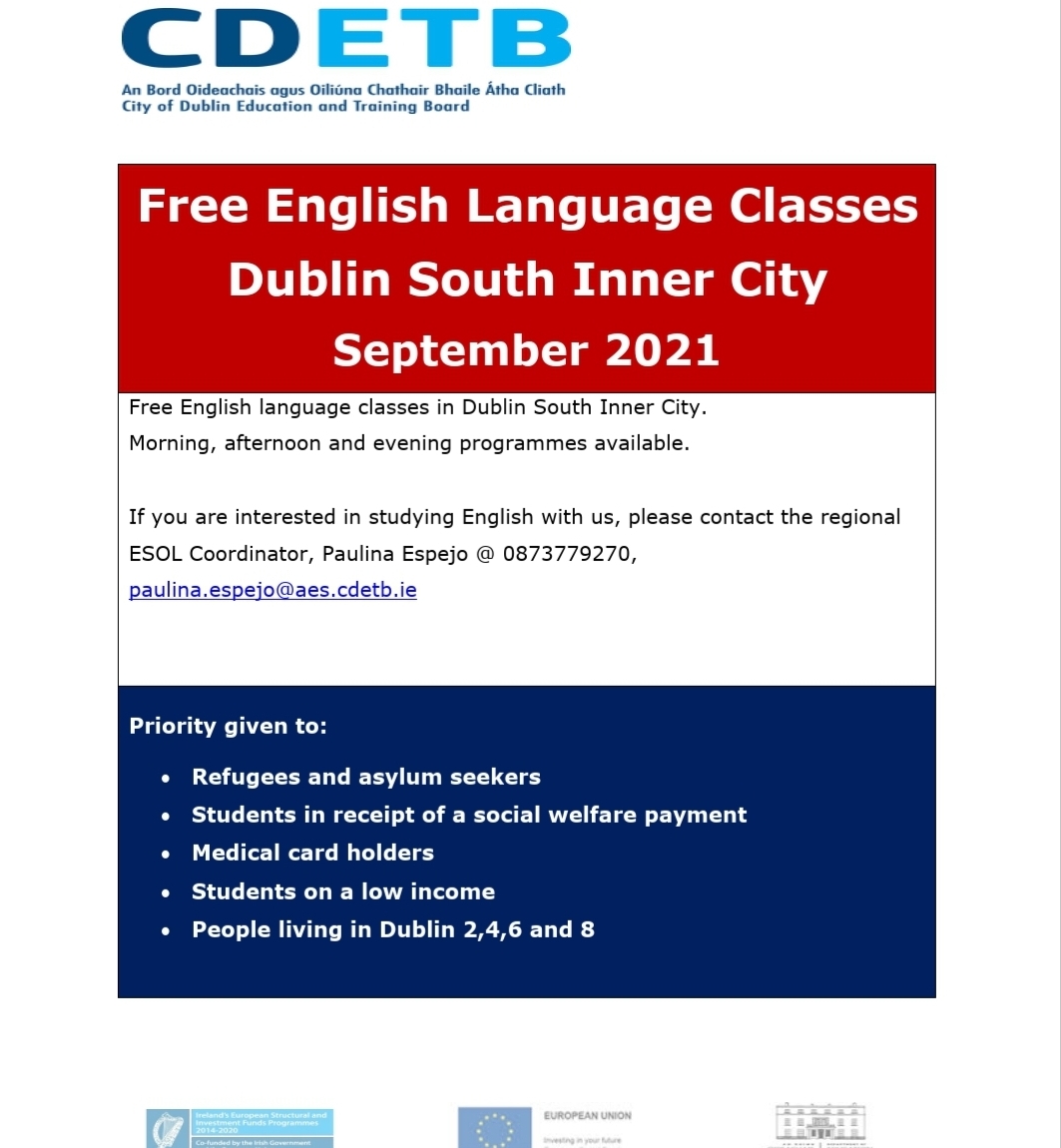Bezmaksas angļu valodas apmācība Dublinā