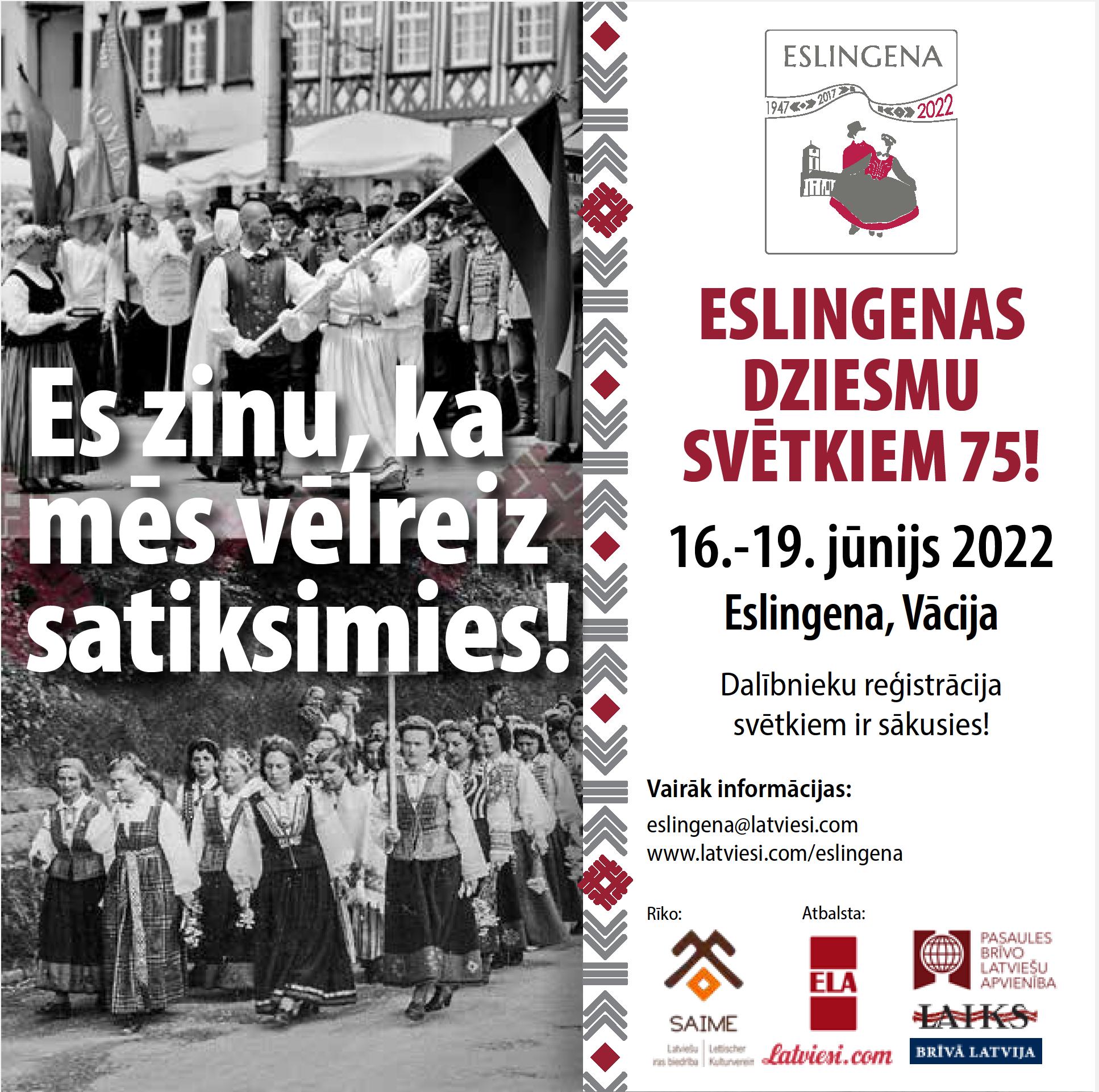 Aicinājums pieteikties Eslingenas Dziesmu svētkiem