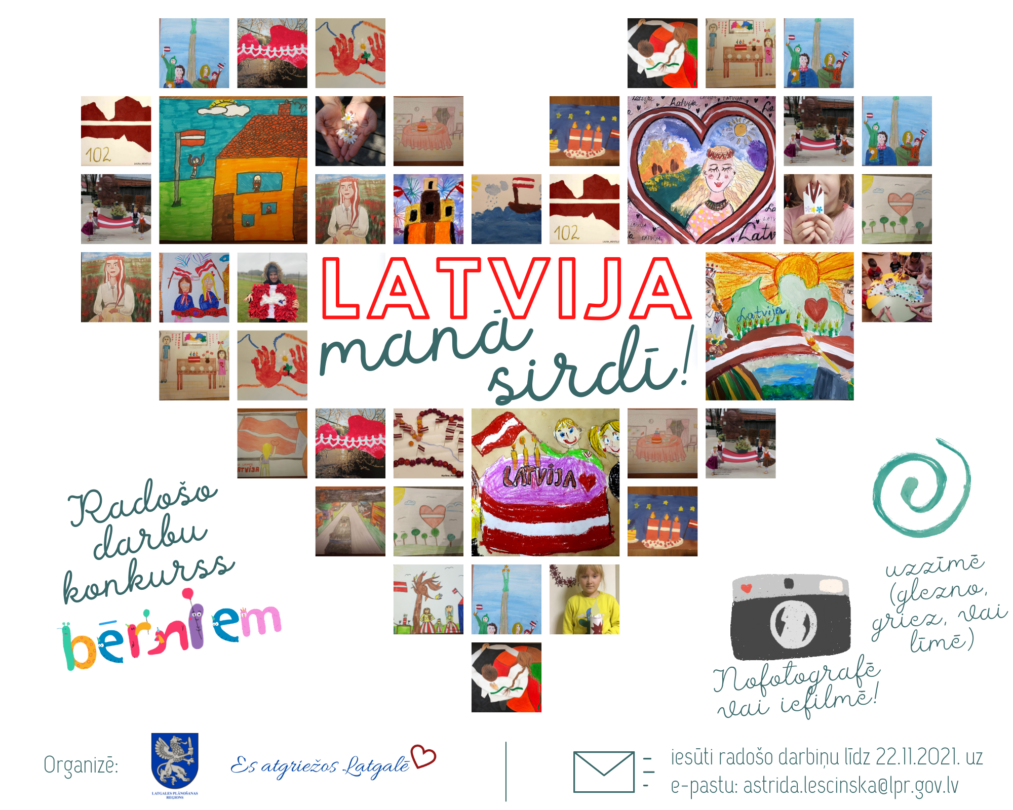 Aicina bērnus piedalīties radošo darbu konkursā “LATVIJA manā sirdī 2021!”