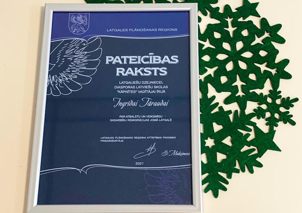 I.Tārauda saņem LPR Pateicības rakstu