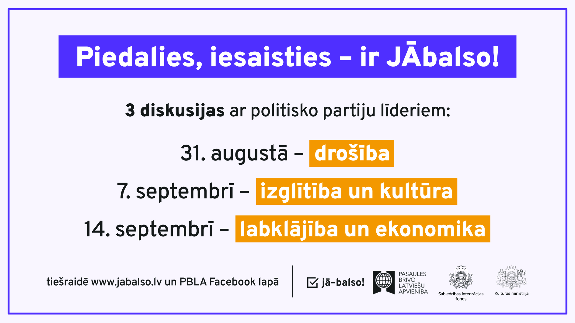 PBLA aicina uz priekšvēlēšanu debatēm diasporai