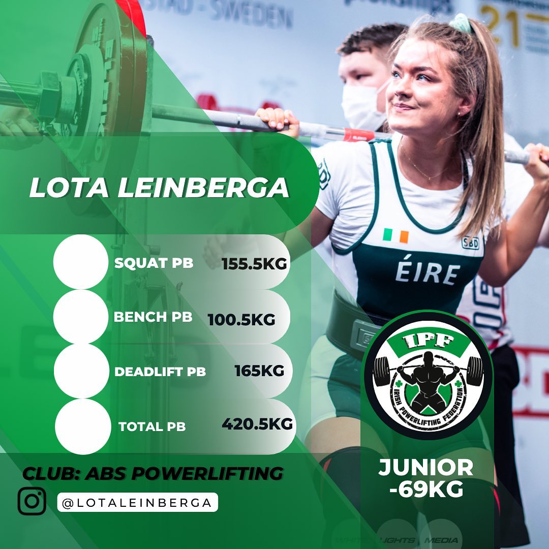 Lota Leinberga pārstāv Īriju junioru pasaules čempionātā